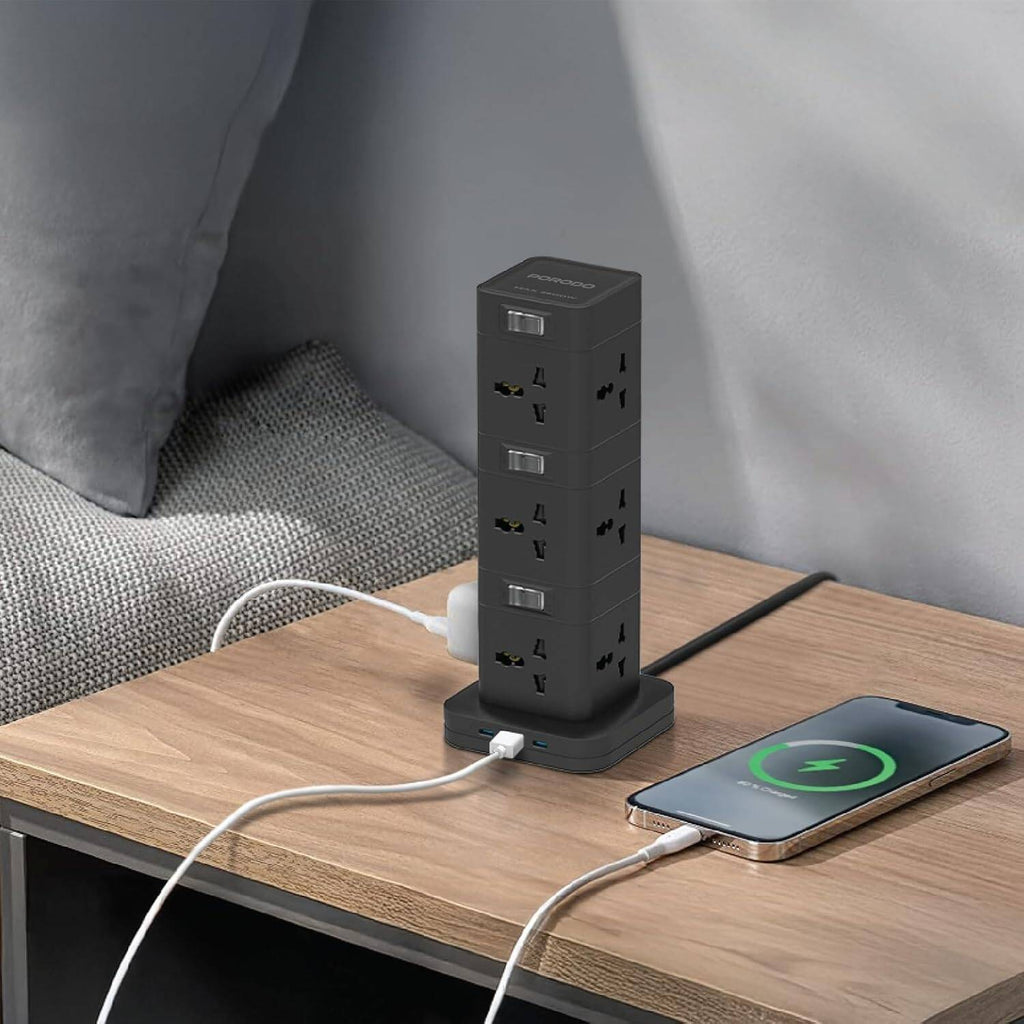 بورودو - موزع طاقة ثلاثي الأدوار 12 تيار متردد وUSB-C بقدرة 20 واط