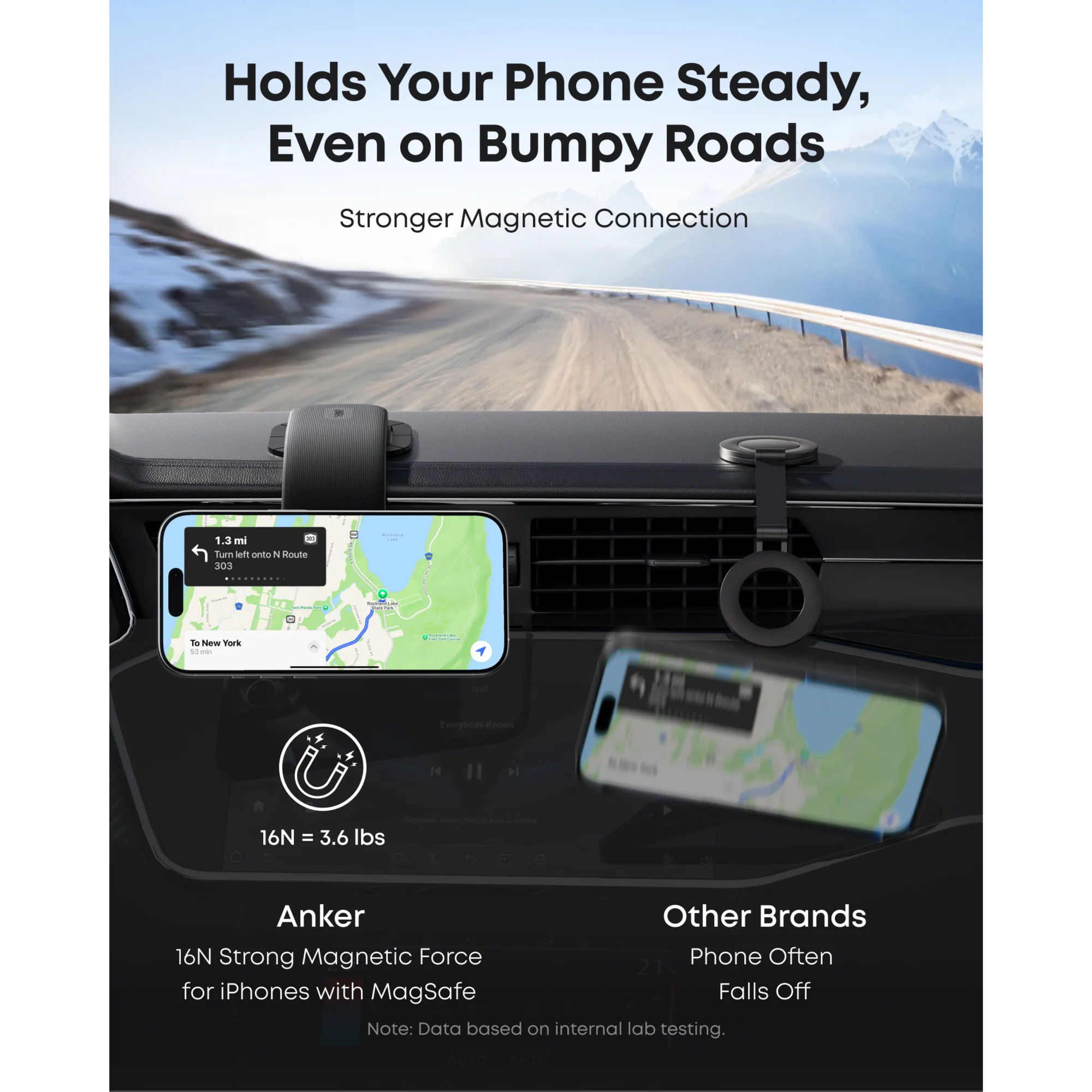 Anker Nano Car Mount (Magnetic, Detachable Pad) and Anker 323 Charger (52.5W) with USB‑C to USB‑C Cable