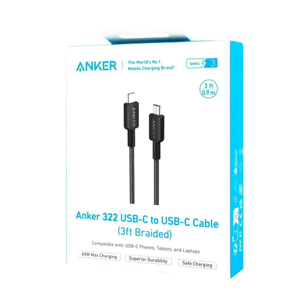 ANKER - 322 USB-A USB-C CABLE 3ft