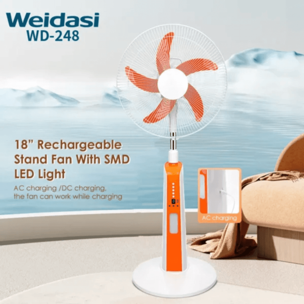 مروحة ستاند قابلة لإعادة الشحن بالطاقة الشمسية 18 بوصة من وايداسي WD-248