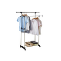 Double Pole Movable Cloth Hanger Adjustable Garment Drying Organizer Rack