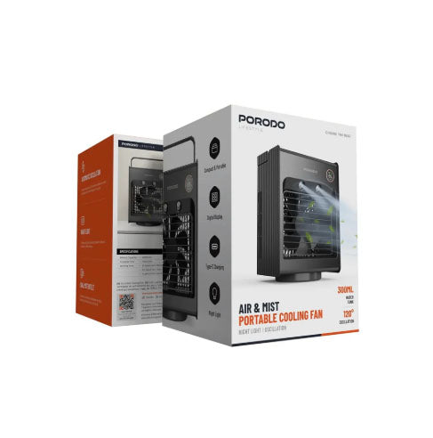 PORODO - PORTABLE COOLING FAN,  AIR AND MIST