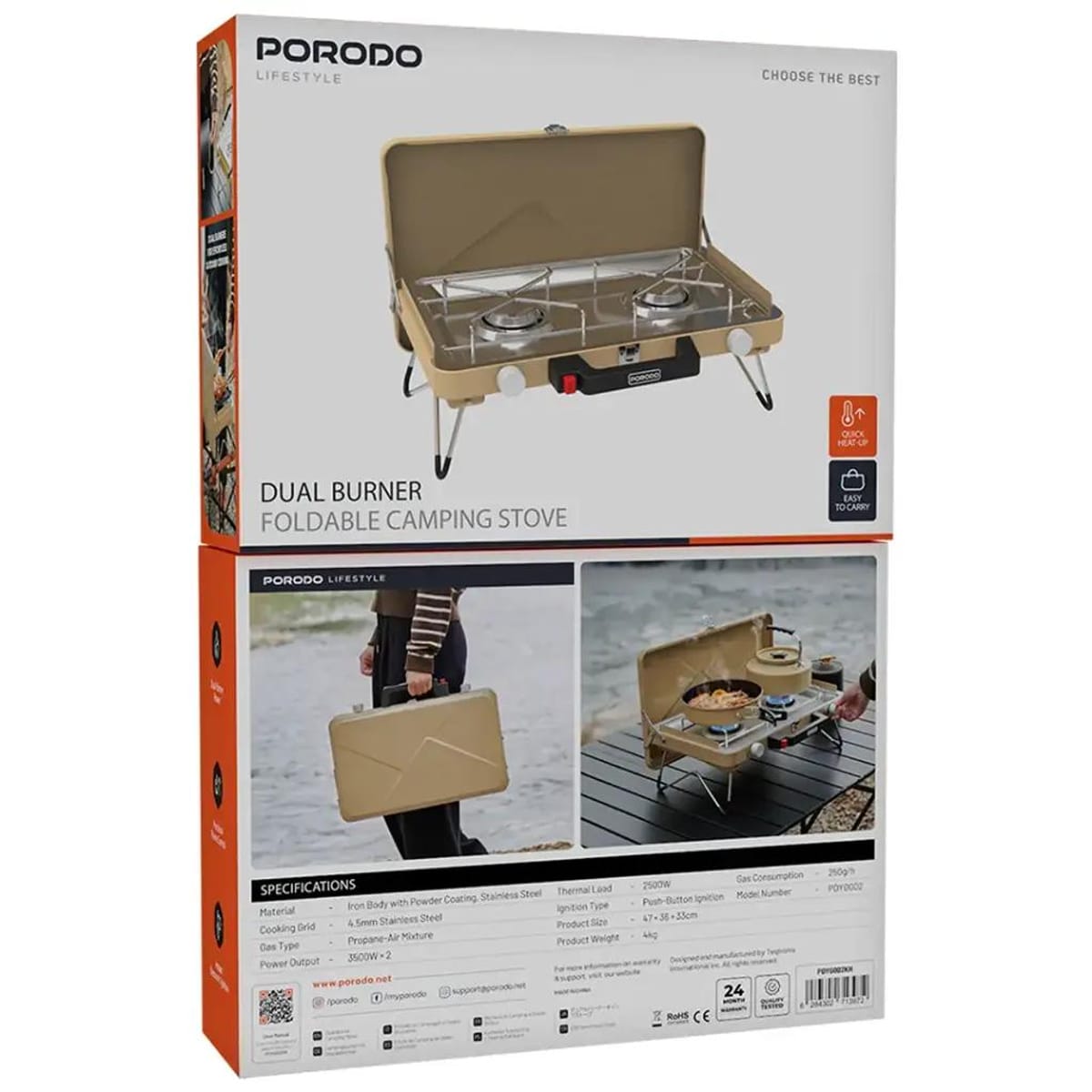 موقد غاز التخييم المحمول من Porodo Lifestyle