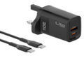 شاحن Moxedo سريع الشحن GaN بقوة 30 واط مع منفذ USB-A / USB-C وكابل USB-C