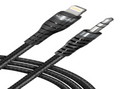 كابل صوت MOXEDO LIGHTNING إلى AUX مجدول مقاس 3.5 ملم بطول 1.2 متر - أسود