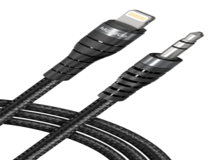 كابل صوت MOXEDO LIGHTNING إلى AUX مجدول مقاس 3.5 ملم بطول 1.2 متر - أسود