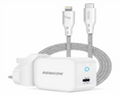 شاحن ثنائي بتقنية توصيل الطاقة (PD) بقوة 20 واط مع كابل USB-C إلى لايتنينج - أبيض