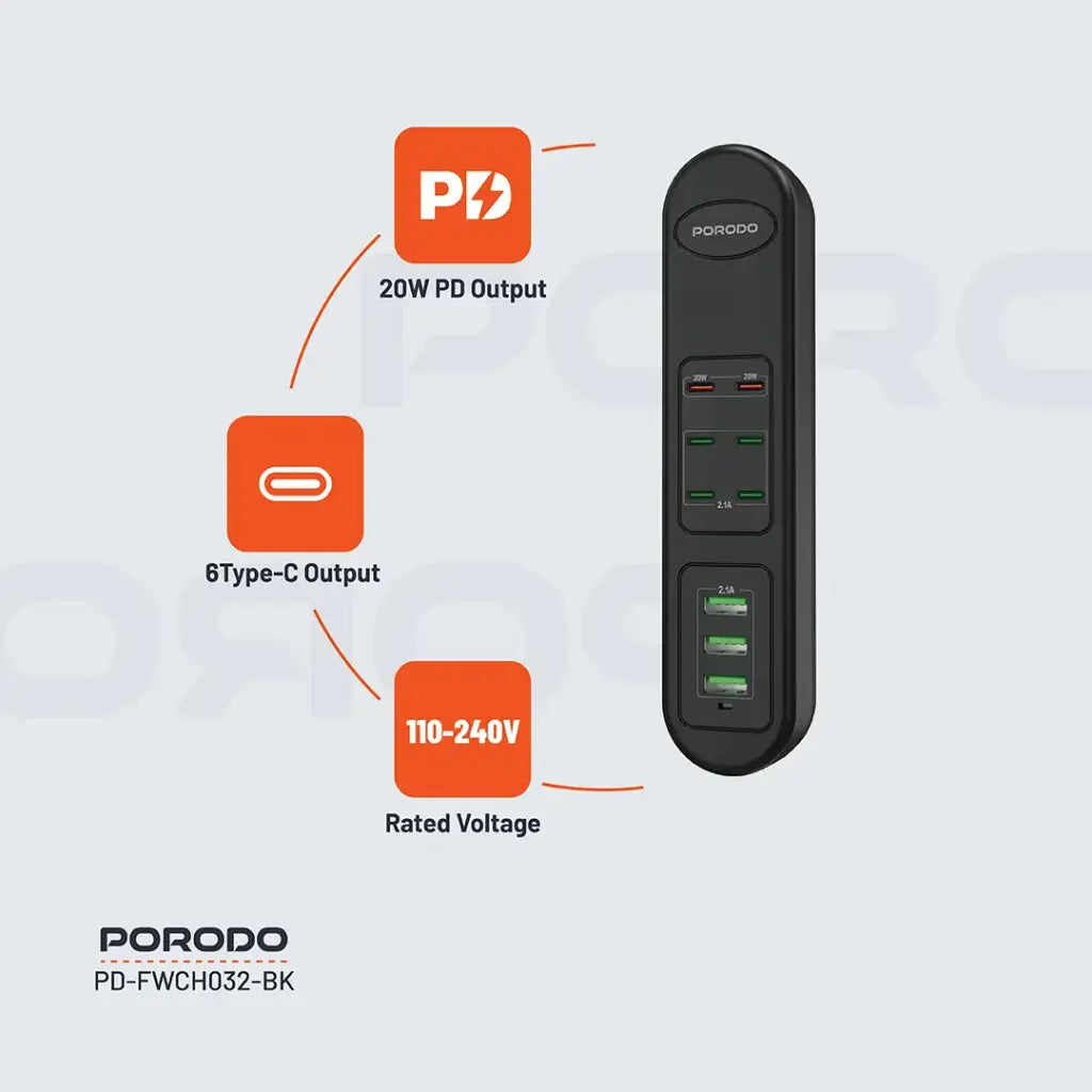 منفذ شحن USB متعدد المنافذ بقوة 50 واط من بورودو