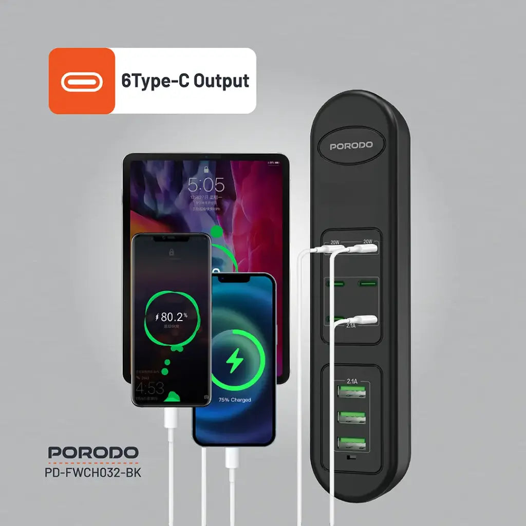 منفذ شحن USB متعدد المنافذ بقوة 50 واط من بورودو
