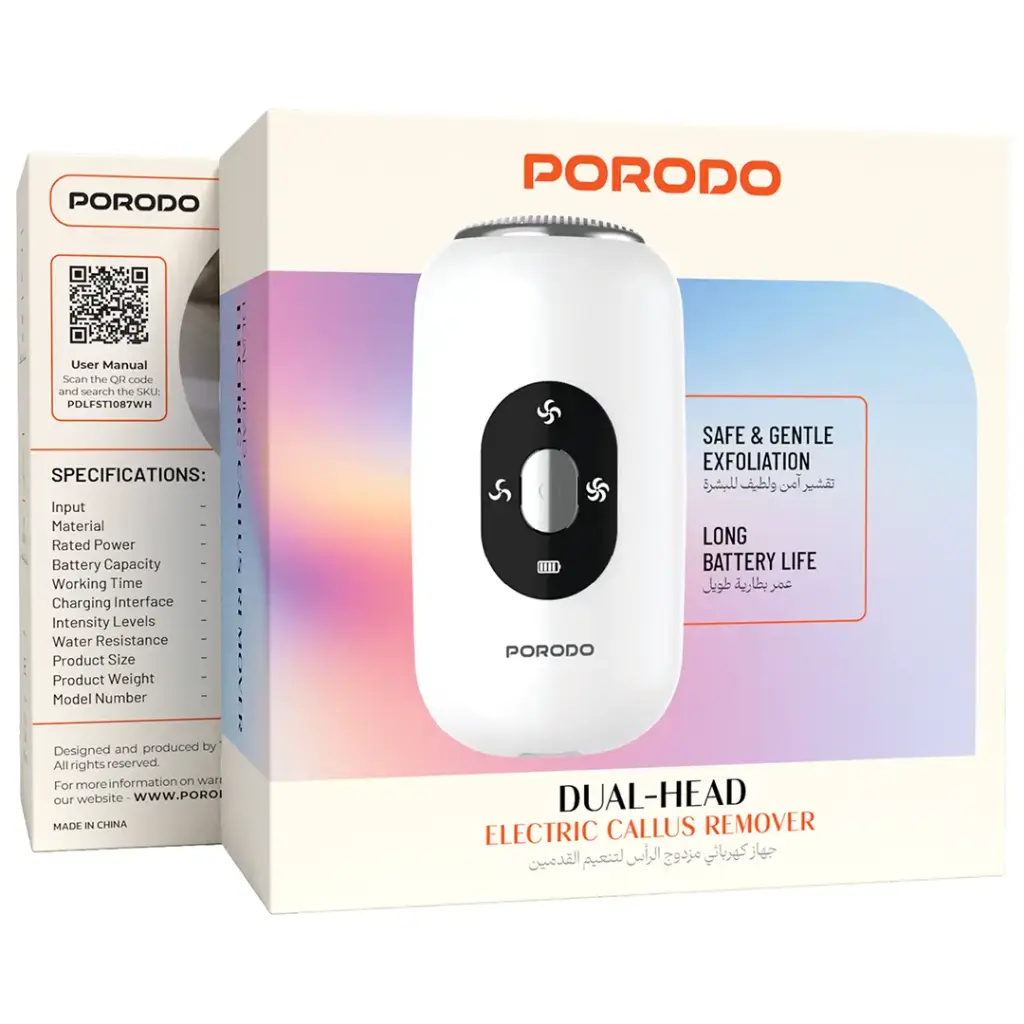 Porodo Dual-Head Electric Callus Remover - White