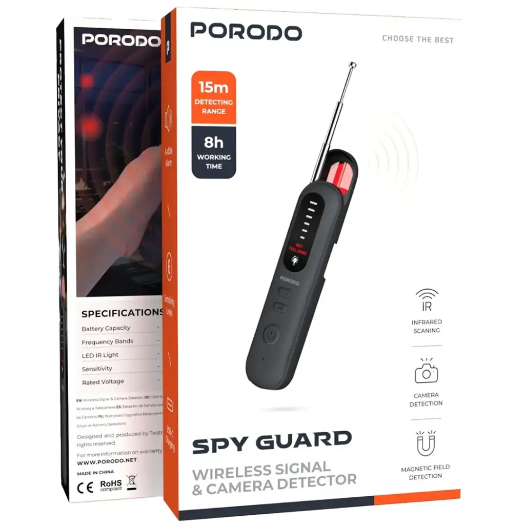 PORODO - كاشف إشارة وكاميرا لاسلكي SPY GUARD بقوة 20 واط