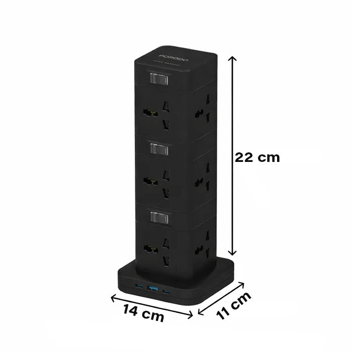 بورودو - موزع طاقة ثلاثي الأدوار 12 تيار متردد وUSB-C بقدرة 20 واط