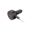 شاحن سيارة موكسيدو فائق السرعة مع كابل USB-C قابل للسحب مدمج ومنفذ USB-C