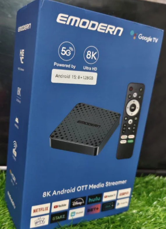 Emodern Google TV Box Full Voice Control HD Streaming Built-in Apps