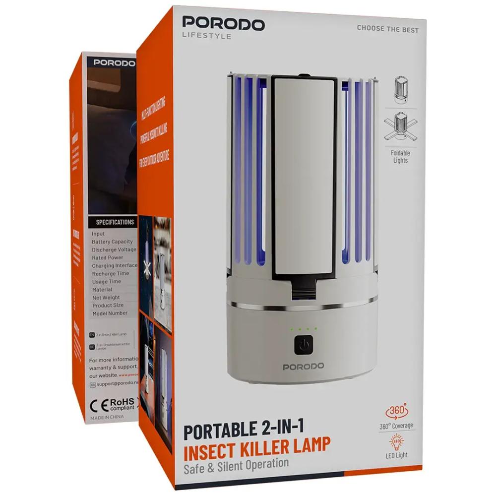 PORODO PORTABLE 2-IN-1 INSECT KILLER LAMP SAFE AND SILENT OPERATION