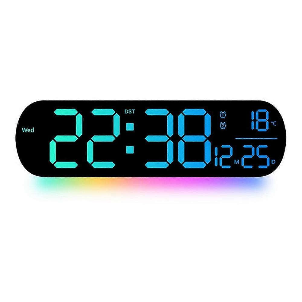 ساعة حائط رقمية بإضاءة LED RGB طراز 6651R