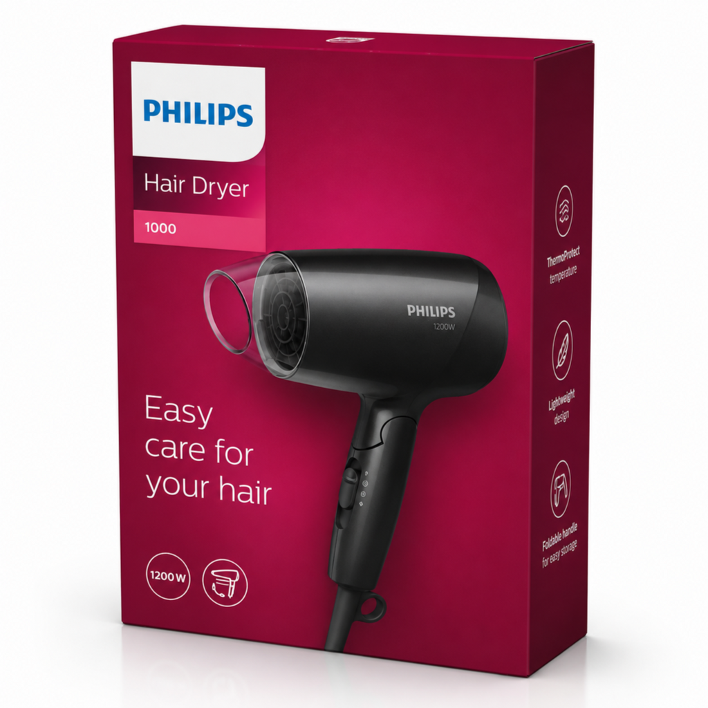 استشوار فيليبس Series 1000 بقوة 1200 واط مع ThermoProtect – أسود