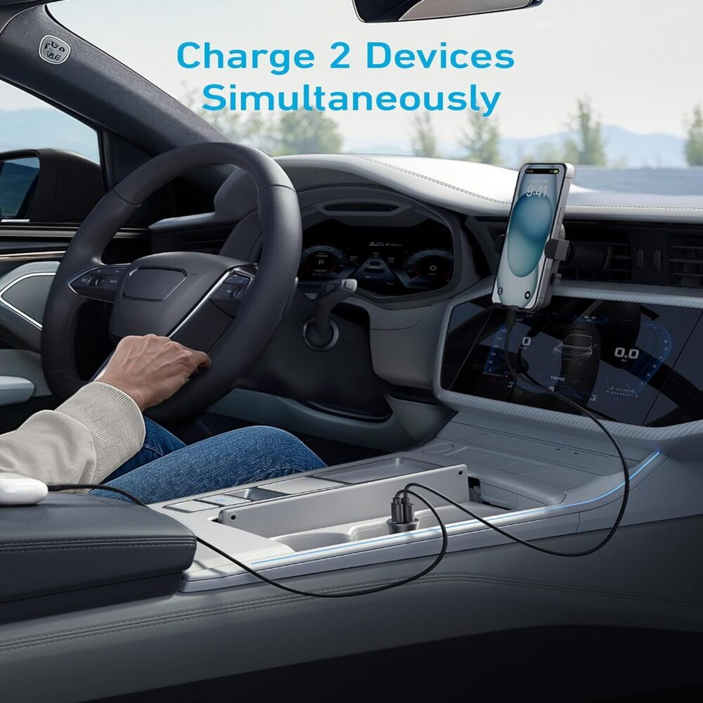 Anker Nano Car Charger With Built-in Retractable Usb-c Cable 75w A2738ha1