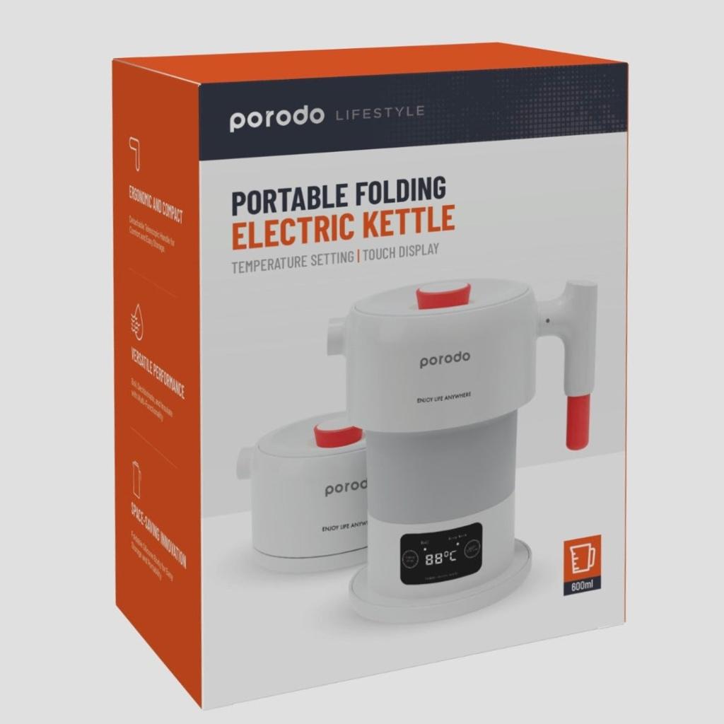 PORODO Portable Folding Electric Kettle – غلاية كهربائية محمولة قابلة للطي